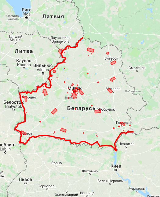 Запретные зоны для полета моделей в Беларуси